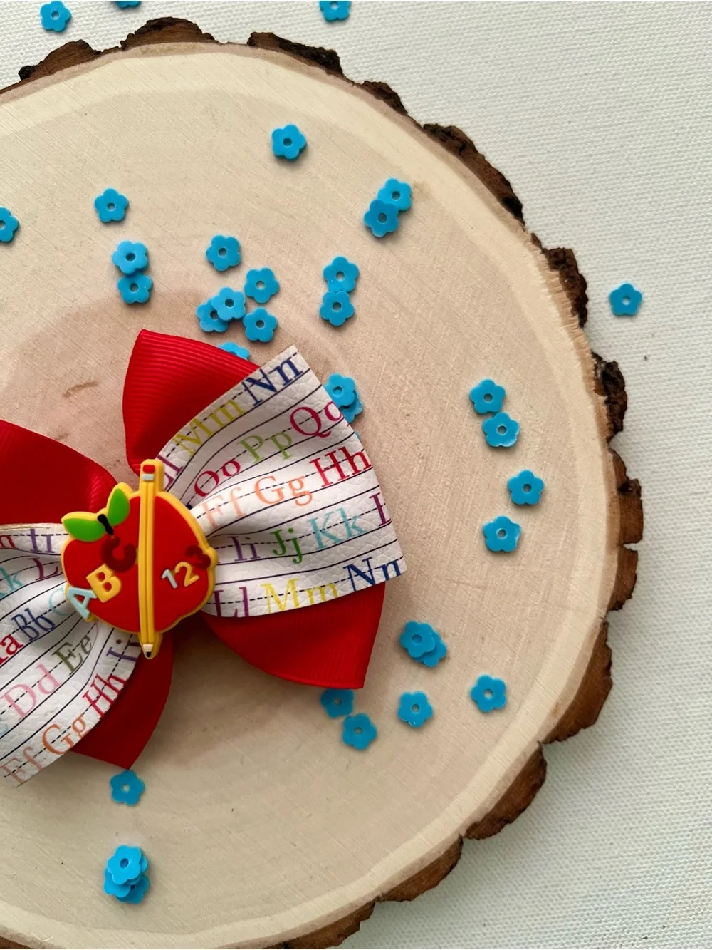 Back to School ABC Apple Hair Bow Clip Childrens Boutique